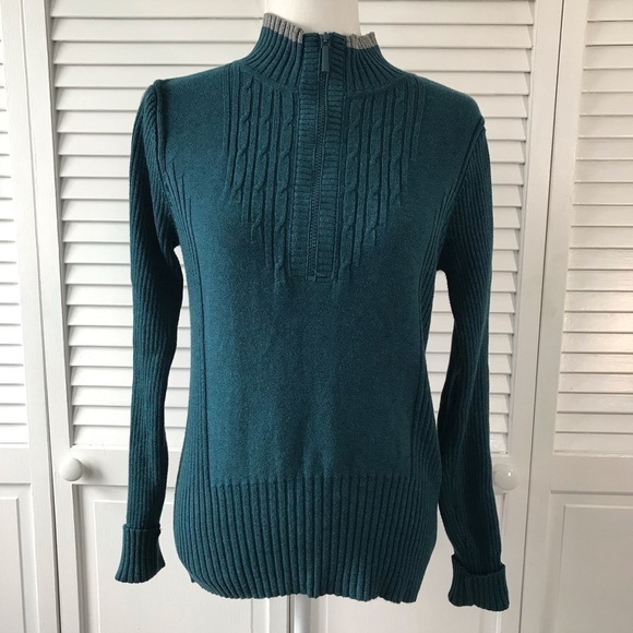 DKNY Jeans Cotton 1/4 Zip Pullover Sweater Size Large - Picture 1 of 8
